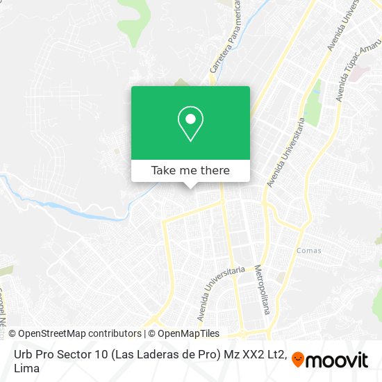 Urb  Pro  Sector 10 (Las Laderas de Pro)  Mz XX2  Lt2 map