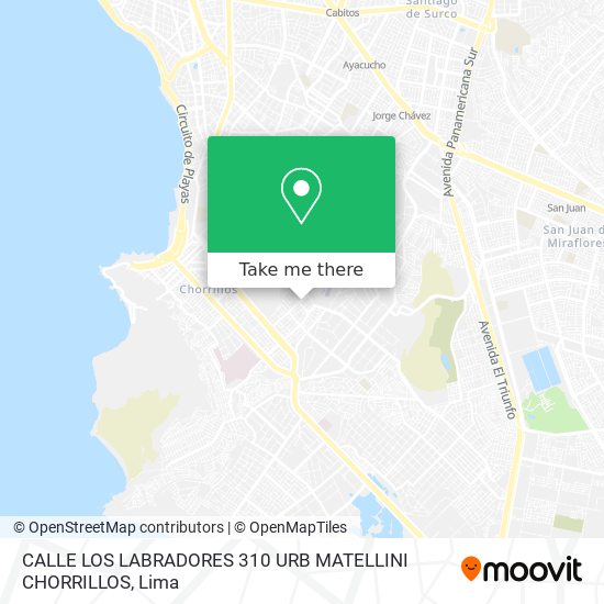 Mapa de CALLE LOS LABRADORES 310  URB  MATELLINI CHORRILLOS