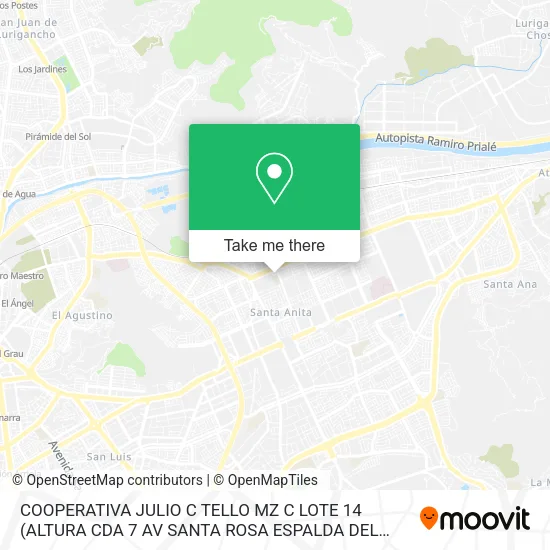 Mapa de COOPERATIVA JULIO C  TELLO MZ  C LOTE 14