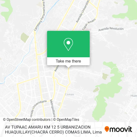AV  TUPAAC AMARU KM  12 5 URBANIZACION HUAQUILLAY(CHACRA CERRO) COMAS LIMA map