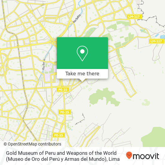 Gold Museum of Peru and Weapons of the World (Museo de Oro del Perú y Armas del Mundo) map