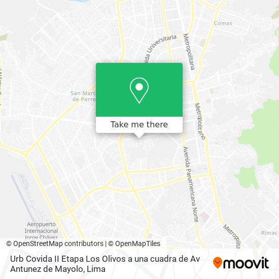 Urb  Covida II Etapa   Los Olivos a una cuadra de Av  Antunez de Mayolo map