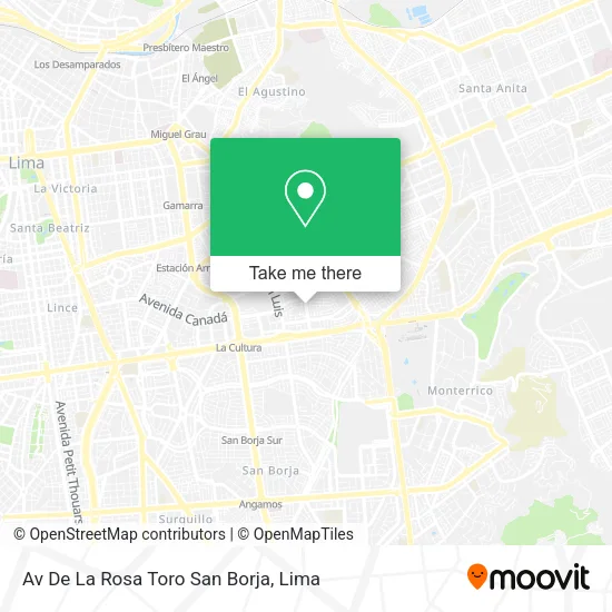 Av De La Rosa Toro  San Borja map