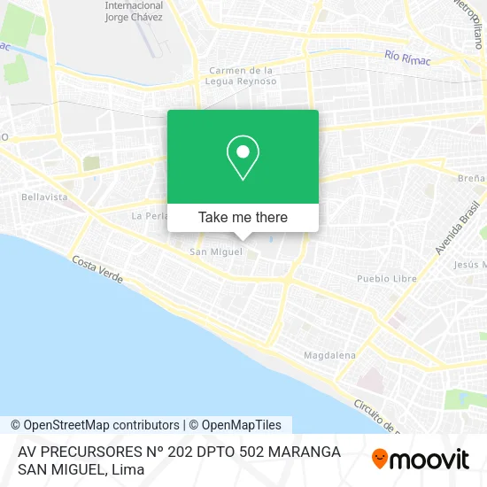 AV  PRECURSORES Nº 202 DPTO  502 MARANGA   SAN MIGUEL map