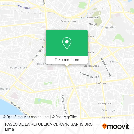 Mapa de PASEO DE LA REPUBLICA CDRA  16 SAN ISIDRO