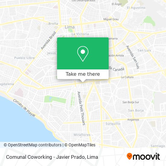 Comunal Coworking - Javier Prado map