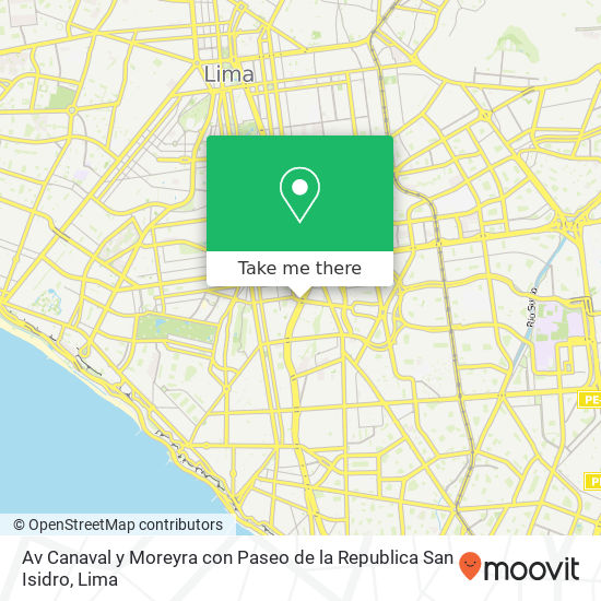 Av  Canaval y Moreyra  con Paseo de la Republica  San Isidro map