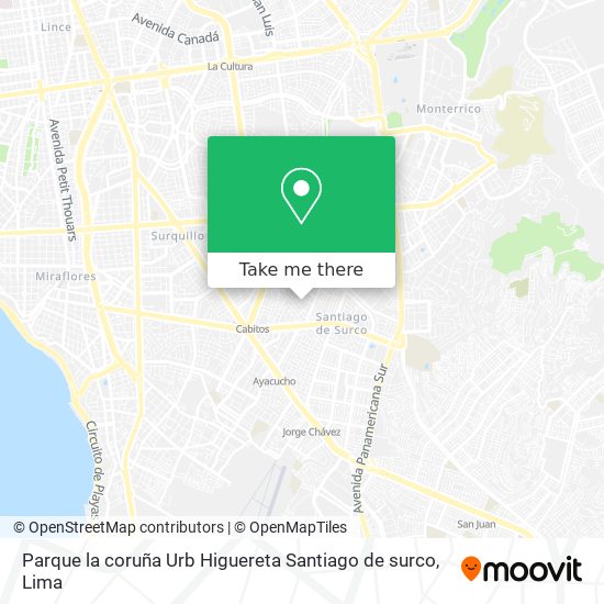 Mapa de Parque la coruña  Urb Higuereta  Santiago de surco