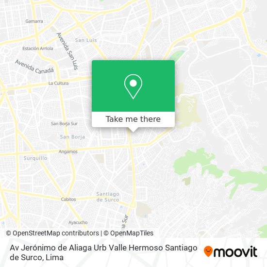 Av  Jerónimo de Aliaga   Urb  Valle Hermoso   Santiago de Surco map