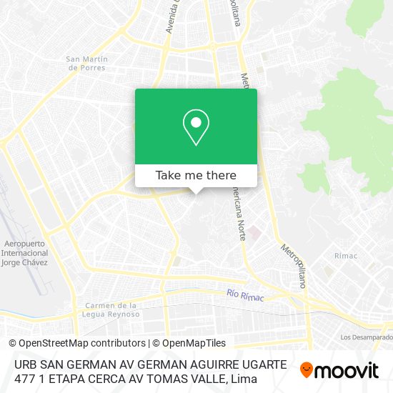 URB SAN GERMAN   AV  GERMAN AGUIRRE UGARTE 477  1 ETAPA CERCA AV  TOMAS VALLE map