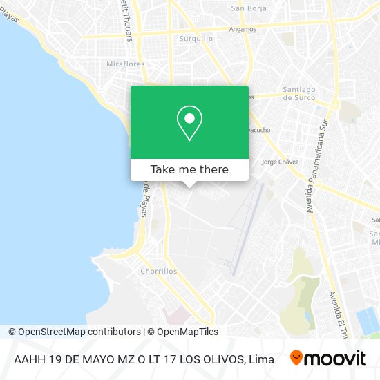 Mapa de AAHH 19 DE MAYO MZ O LT 17   LOS OLIVOS