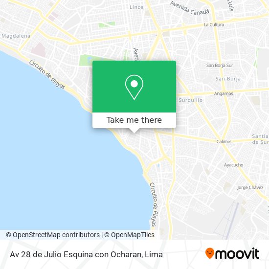 Mapa de Av 28 de Julio Esquina con Ocharan