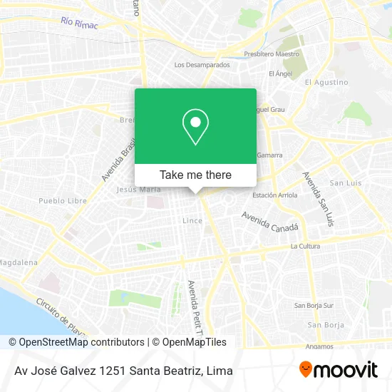 Av  José Galvez 1251 Santa Beatriz map