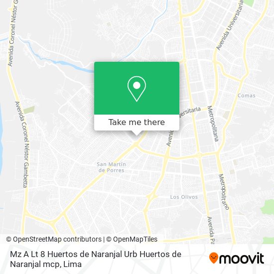 Mapa de Mz A Lt 8 Huertos de Naranjal Urb  Huertos de Naranjal mcp