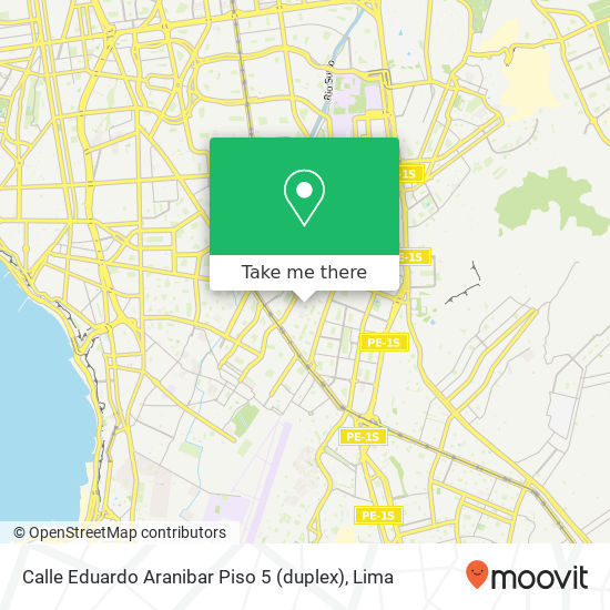 Mapa de Calle Eduardo Aranibar   Piso 5 (duplex)