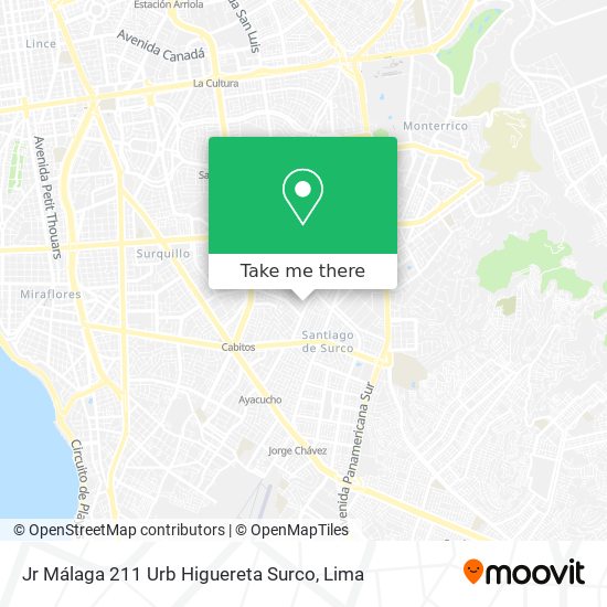 Mapa de Jr  Málaga 211  Urb Higuereta Surco