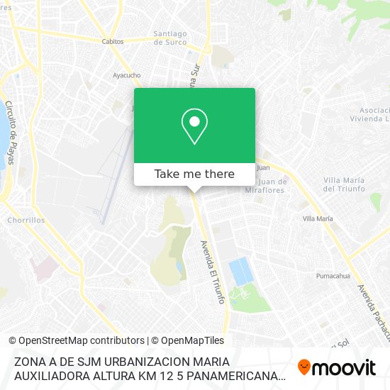 Mapa de ZONA A DE SJM  URBANIZACION MARIA AUXILIADORA  ALTURA KM 12 5 PANAMERICANA SUR  ALTURA CUADRA 6 AV