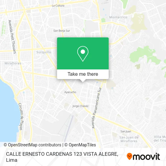 Mapa de CALLE ERNESTO CARDENAS 123  VISTA ALEGRE