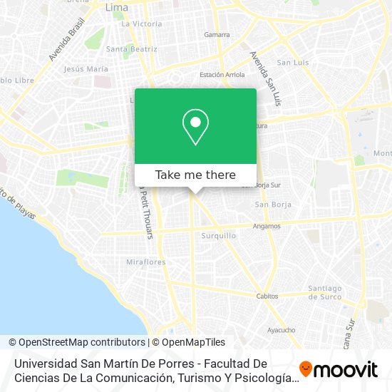 Universidad San Martín De Porres - Facultad De Ciencias De La Comunicación, Turismo Y Psicología map