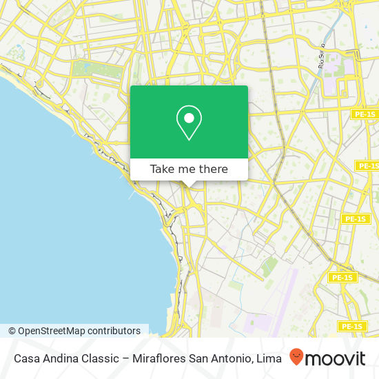 Mapa de Casa Andina Classic – Miraflores San Antonio