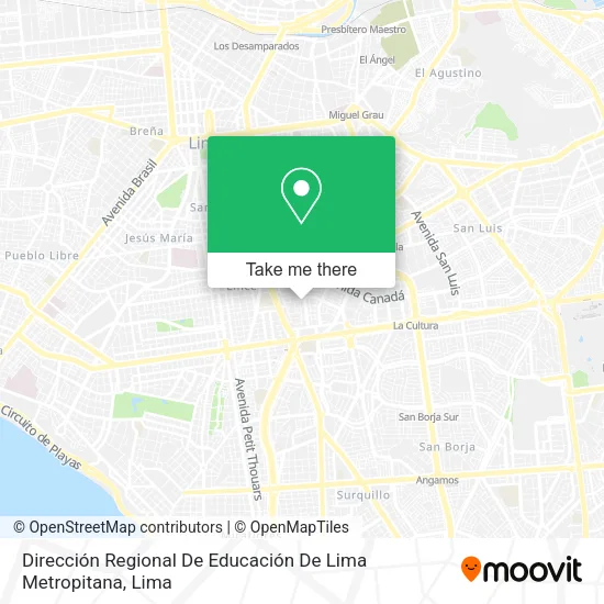 Mapa de Dirección Regional De Educación De Lima Metropitana