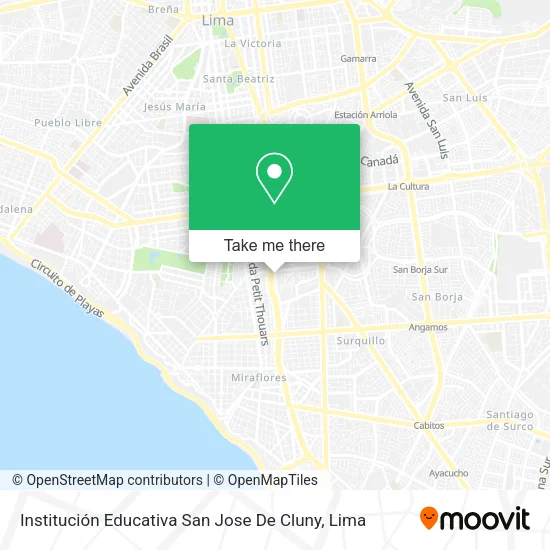 Mapa de Institución Educativa San Jose De Cluny
