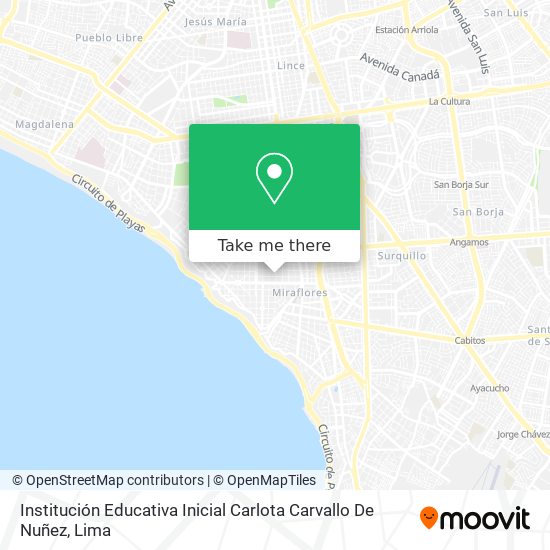 Mapa de Institución Educativa Inicial Carlota Carvallo De Nuñez