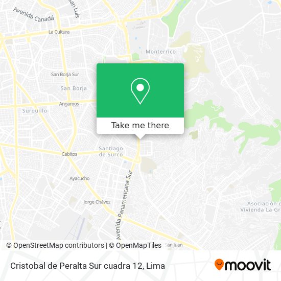 Cristobal de Peralta Sur cuadra 12 map