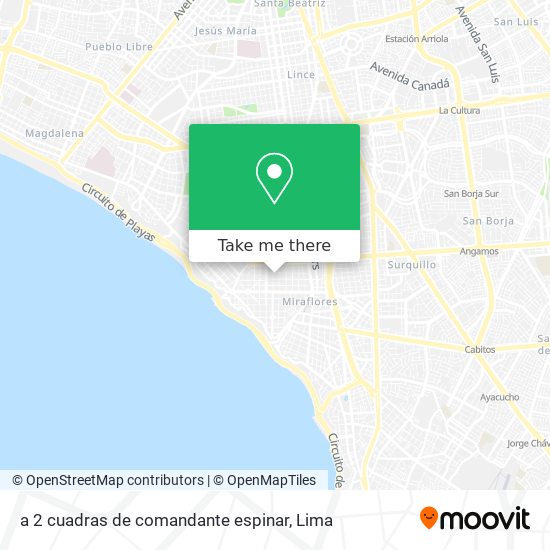 a 2 cuadras de comandante espinar map