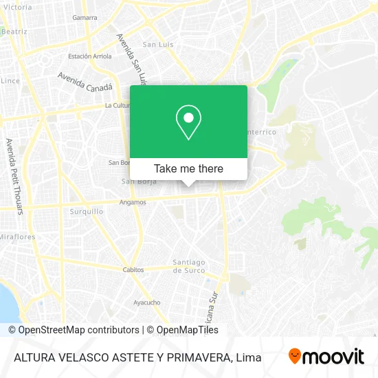 Mapa de ALTURA VELASCO ASTETE Y PRIMAVERA