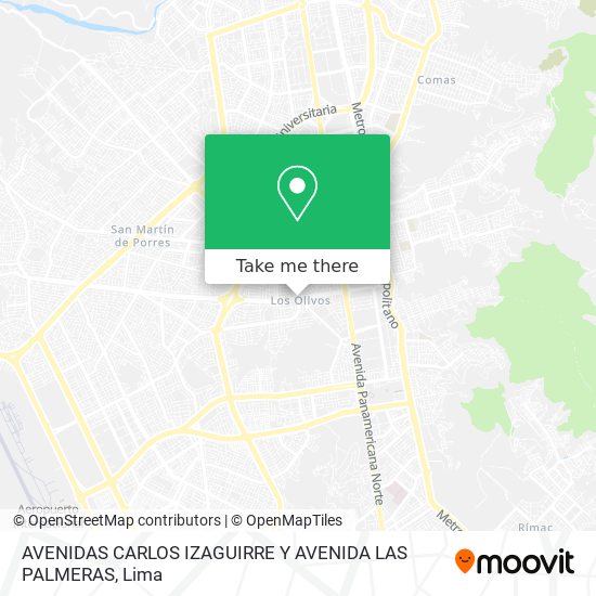 AVENIDAS CARLOS IZAGUIRRE Y AVENIDA LAS PALMERAS map