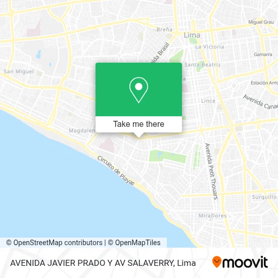 AVENIDA JAVIER PRADO Y AV SALAVERRY map