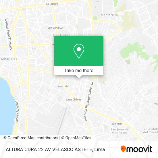 ALTURA CDRA 22 AV VELASCO ASTETE map