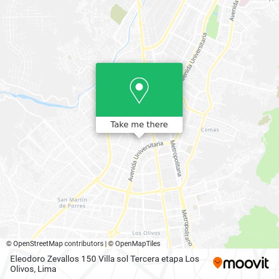 Eleodoro Zevallos 150 Villa sol Tercera etapa Los Olivos map