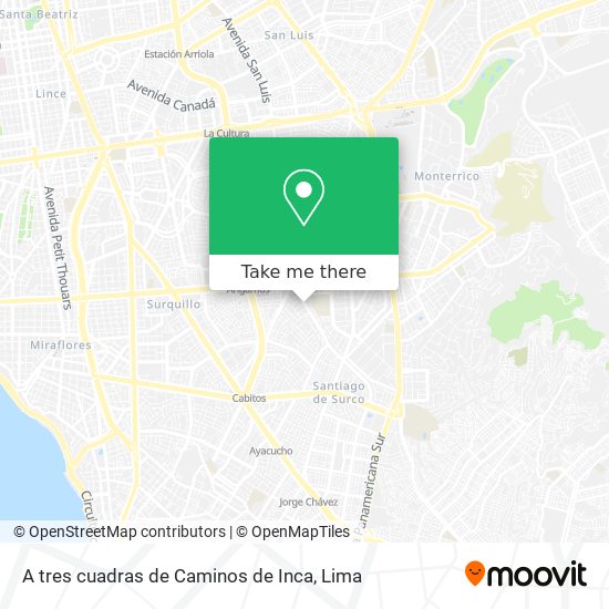 A tres cuadras de Caminos de Inca map