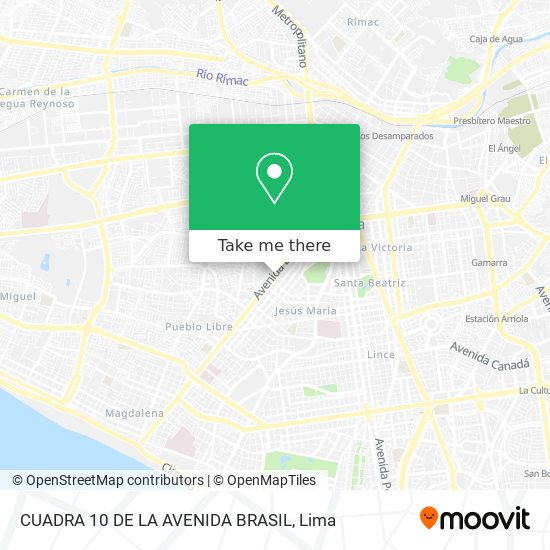 CUADRA 10 DE LA AVENIDA BRASIL map