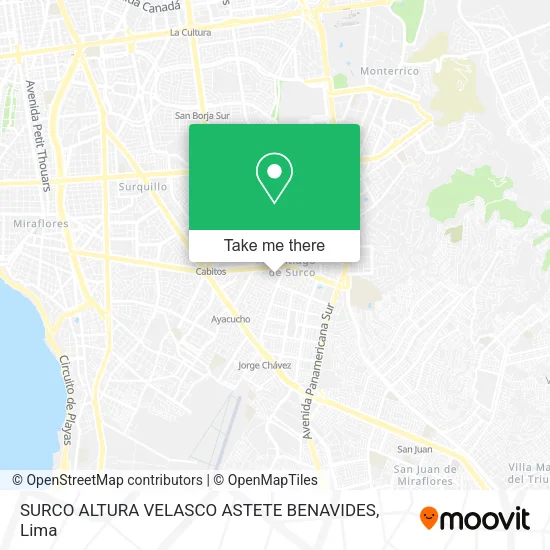 Mapa de SURCO ALTURA VELASCO ASTETE BENAVIDES