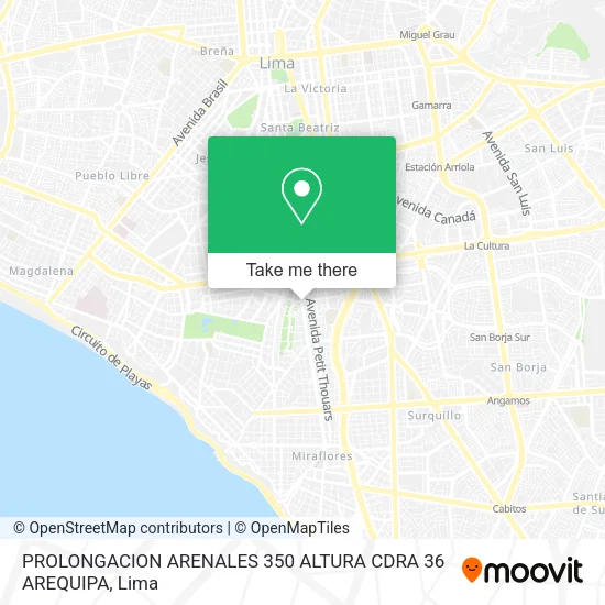 Mapa de PROLONGACION ARENALES 350 ALTURA CDRA 36 AREQUIPA