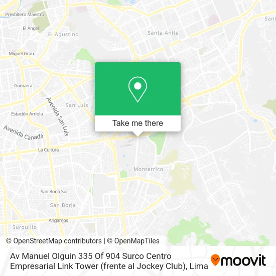 Mapa de Av  Manuel Olguin 335 Of  904   Surco   Centro Empresarial Link Tower (frente al Jockey Club)
