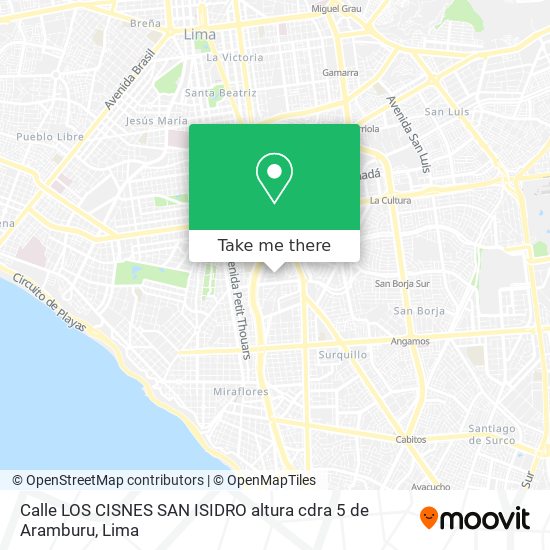 Calle LOS CISNES  SAN ISIDRO  altura cdra 5 de Aramburu map