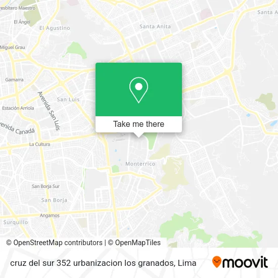 Mapa de cruz del sur 352  urbanizacion los granados