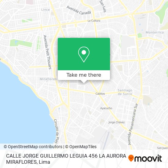 CALLE JORGE GUILLERMO LEGUIA 456  LA AURORA MIRAFLORES map