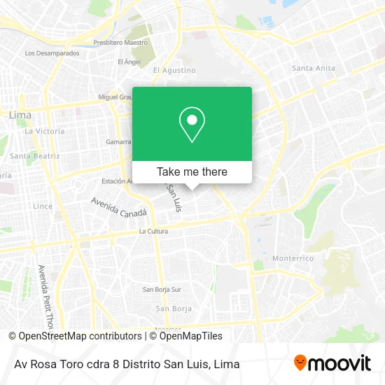 Mapa de Av  Rosa Toro cdra 8  Distrito San Luis
