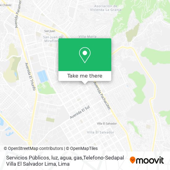 Servicios Públicos, luz, agua, gas,Telefono-Sedapal Villa El Salvador Lima map