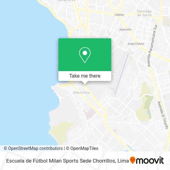Mapa de Escuela de Fútbol Milan Sports Sede Chorrillos