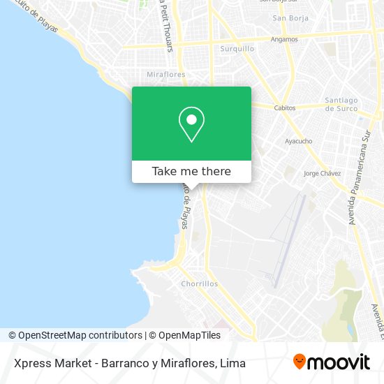 Xpress Market - Barranco y Miraflores map