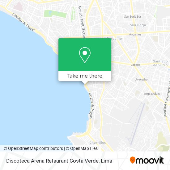 Discoteca Arena Retaurant Costa Verde map