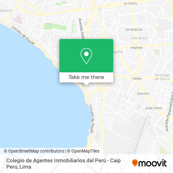 Mapa de Colegio de Agentes Inmobiliarios del Perú - Caip Perú