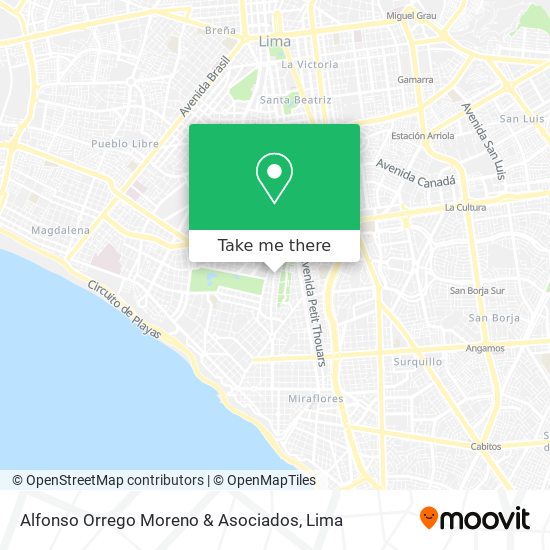 Mapa de Alfonso Orrego Moreno & Asociados