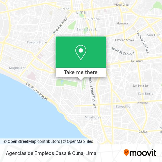 Mapa de Agencias de Empleos Casa & Cuna